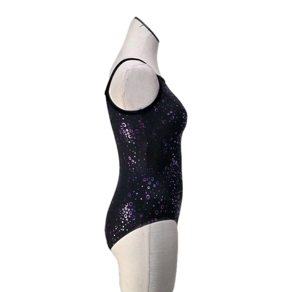 GK Elite VTG Metallic Bubble Holographic Dance Cami Leotard Black AM Adult M - Picture 5 of 16